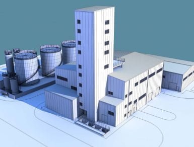 3D model view oil refinery building structural design