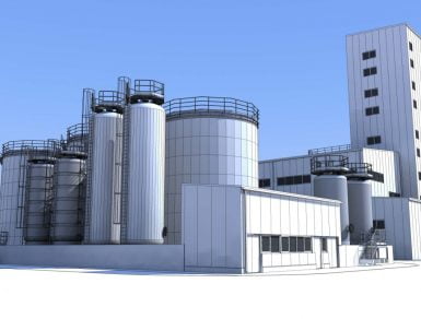 3D model oil refinery repro material storage and building