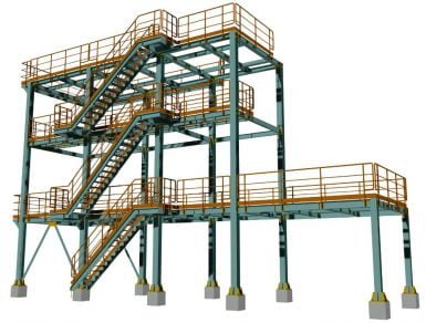 3d model steel construction stairs
